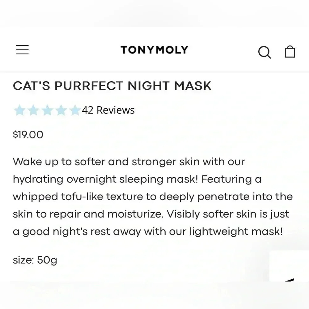 TonyMoly cat’s‎ Purrfect Night Mask - Picture 9 of 12